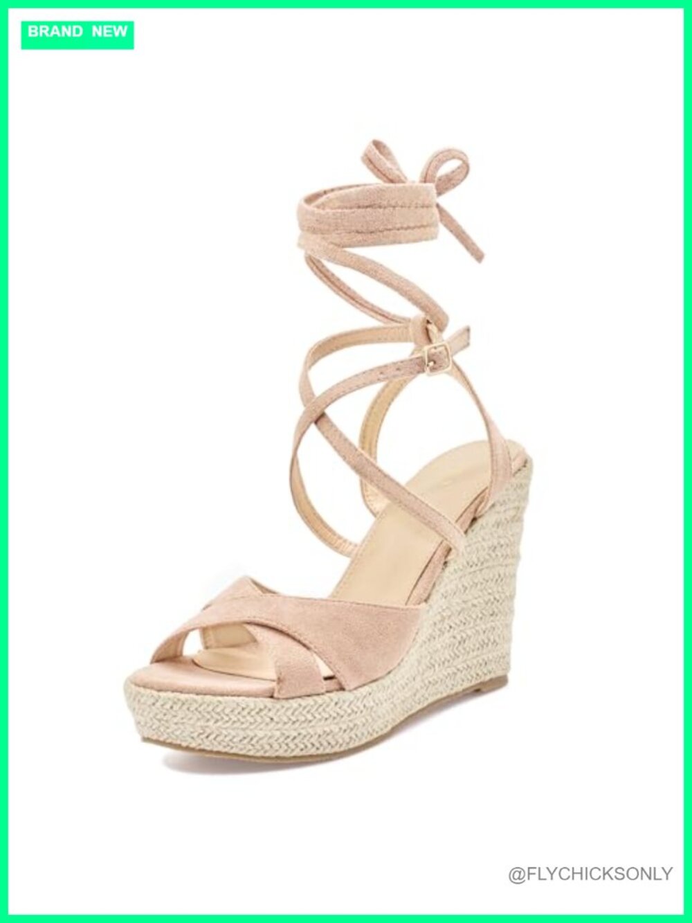 Women's Faux Suede Lace Up Platform Wedge Espadrille Sandals Open Toe